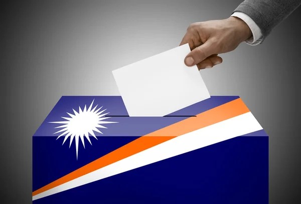 Ballot box painted into national flag colors - Marshall Islands — Stock Photo, Image