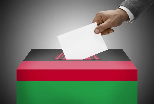 Ballot box painted into national flag colors - Malawi — Stock Photo, Image