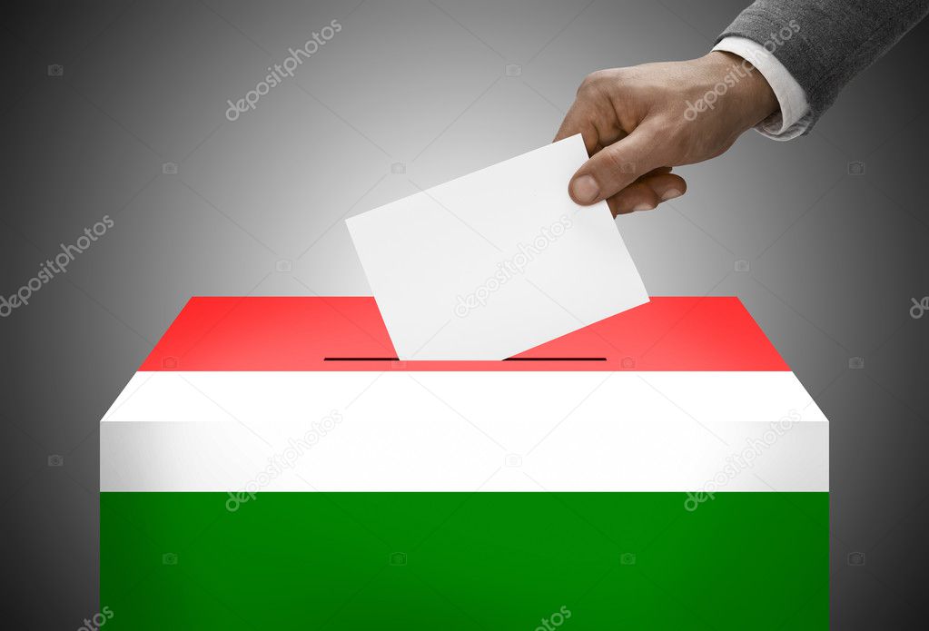 Ballot box painted into national flag colors - Hungary