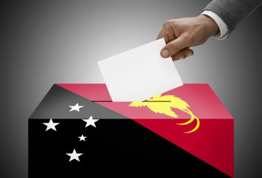 Oy sandığı ulusal bayrak renkleri - Papua Yeni Gine boyalı