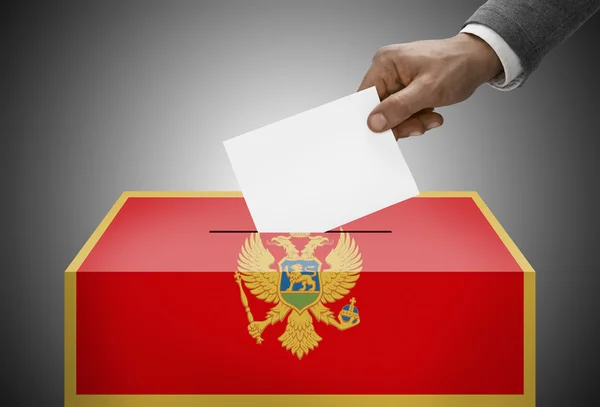 Ballot box painted into national flag colors - Montenegro — Stock Photo, Image