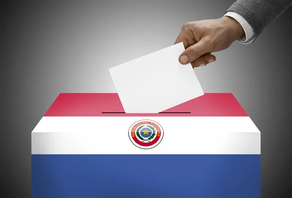 Ballot box painted into national flag colors - Paraguay — Stock Photo, Image