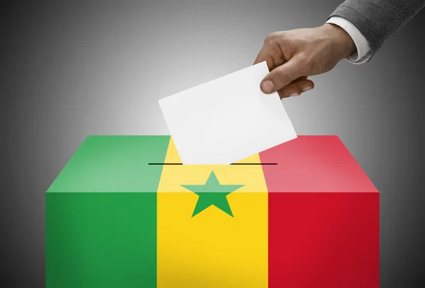 Ballot box painted into national flag colors - Senegal — Stock Photo, Image