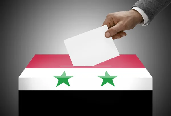 Ballot box painted into national flag colors - Syria — Stock Photo, Image
