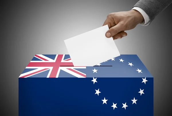 Ballot box painted into national flag colors - Cook Islands — Stock Photo, Image