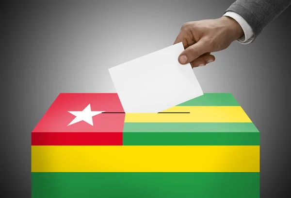 Ballot box painted into national flag colors - Togo — Photo