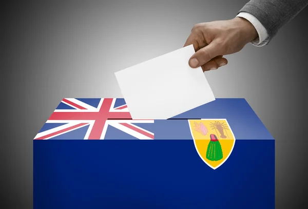 Ballot box painted into national flag colors - Turks and Caicos Islands — Stock Photo, Image