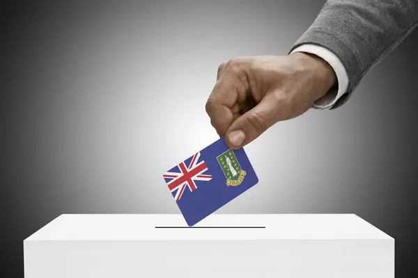 Black male holding flag. Voting concept - British Virgin Islands — Stock Photo, Image