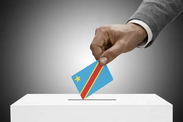 Black male holding flag. Voting concept - Democratic Republic of the Congo — Stock Photo, Image