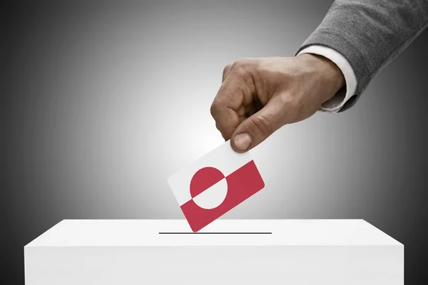 Black male holding flag. Voting concept - Greenland — Stock Photo, Image
