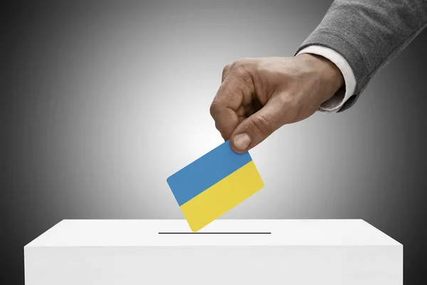 Black male holding flag. Voting concept - Ukraine — Stock Photo, Image