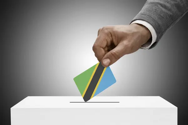 Negro hombre bandera. Voto concepto - Tanzania — Foto de Stock