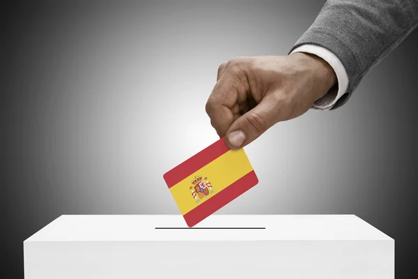 Schwarz männlich mit Flagge. Abstimmung von Konzept - Spanien — Stockfoto