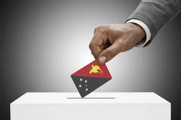 Schwarz männlich mit Flagge. Abstimmung von Konzept - Papua Neuguinea — Stockfoto