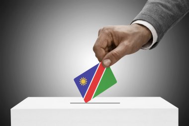 Siyah bayrak tutan erkek. Kavram - Namibya oylama