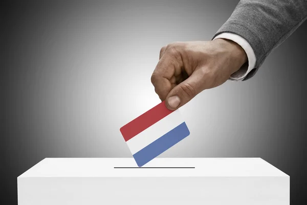 Black male holding flag. Voting concept - Netherlands — Stock Photo, Image