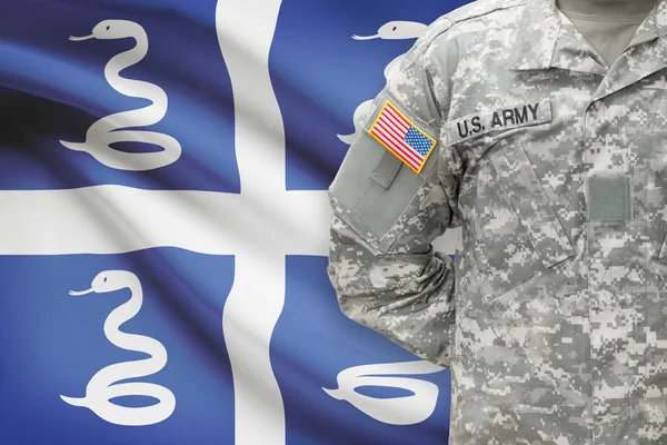 Amerikaanse soldaat met vlag op achtergrond - Martinique — Stockfoto