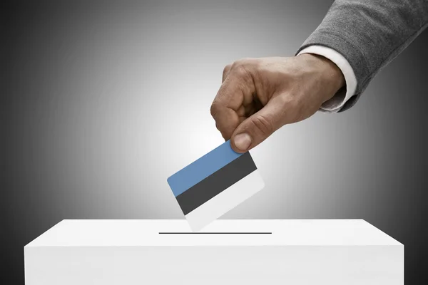 Black male holding flag. Voting concept - Estonia — Stock Photo, Image