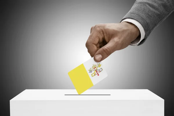 Black male holding flag. Voting concept - Vatican City — Stock Photo, Image