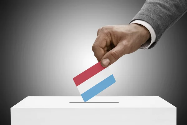 Black male holding flag. Voting concept - Luxembourg — Stock Photo, Image