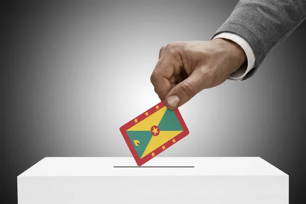 Schwarz männlich mit Flagge. Abstimmung von Konzept - Grenada — Stockfoto