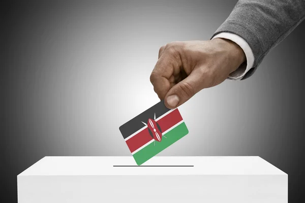 Black male holding flag. Voting concept - Kenya — Stock Photo, Image