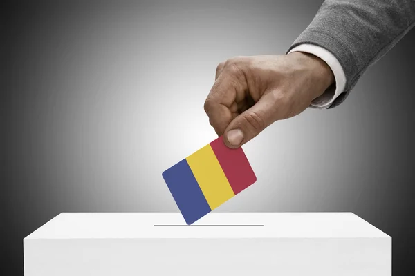 Negro hombre bandera. Voto concepto - Rumania — Foto de Stock