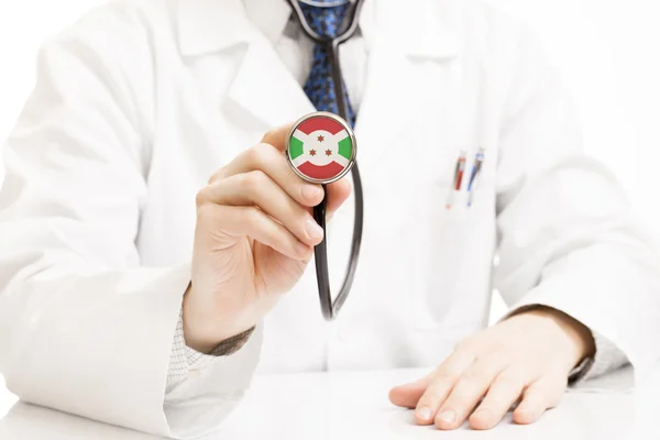 Doctor holding stethoscope with flag series - Burundi — Stock Photo, Image