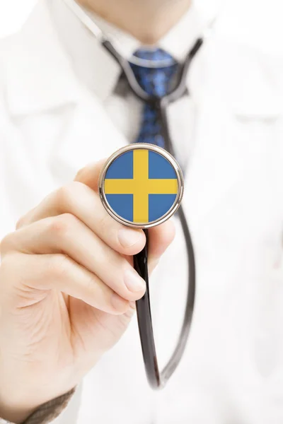 National flag on stethoscope conceptual series - Sweden — Stock Photo, Image