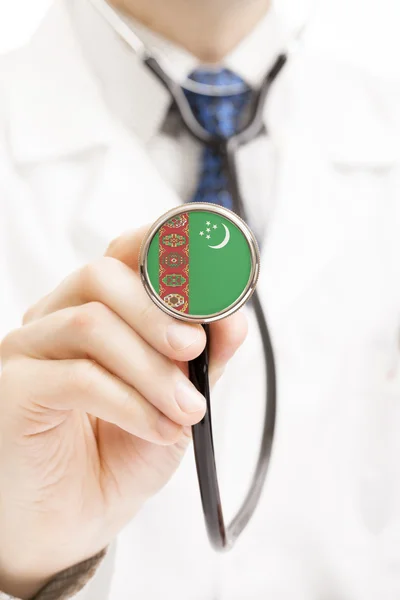 National flag on stethoscope conceptual series - Turkmenistan — Stock Photo, Image