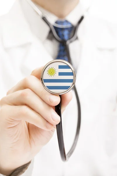 Bandeira nacional na série conceitual de estetoscópio - Uruguai — Fotografia de Stock