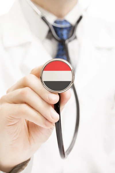 Bandera nacional en la serie conceptual de estetoscopio - Yemen — Foto de Stock