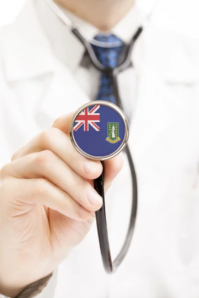 Státní vlajka na koncepční řady stetoskop - Britské Panenské ostrovy — Stock fotografie
