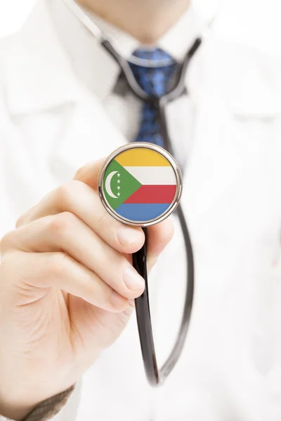 National flag on stethoscope conceptual series - Comoros — Stock Photo, Image