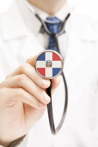 Bandera nacional en la serie conceptual de estetoscopio - República Dominicana — Foto de Stock