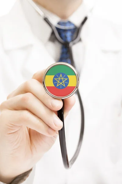 National flag on stethoscope conceptual series - Ethiopia — Stock Photo, Image