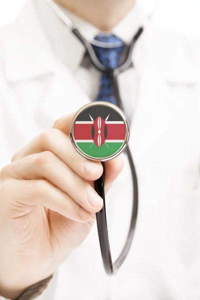 Státní vlajka na koncepční řady stetoskop - Keňa — Stock fotografie