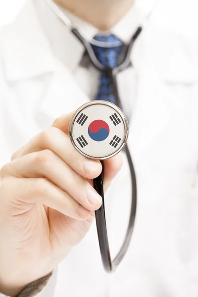 Bandeira nacional na série conceitual de estetoscópio - Coreia do Sul — Fotografia de Stock