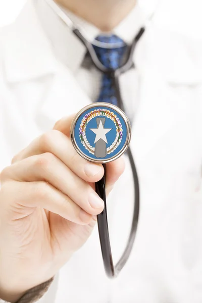 National flag on stethoscope conceptual series - Northern Marianas — Stock Photo, Image