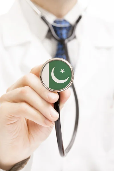 Státní vlajka na koncepční řady stetoskop - Pákistán — Stock fotografie