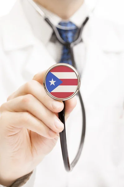 National flag on stethoscope conceptual series - Puerto Rico — Stock Photo, Image