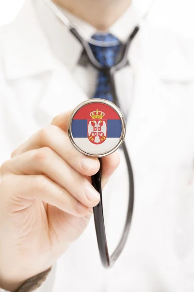 National flag on stethoscope conceptual series - Serbia — Stock Photo, Image