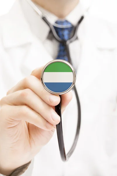 National flag on stethoscope conceptual series - Sierra Leone — Stock Photo, Image