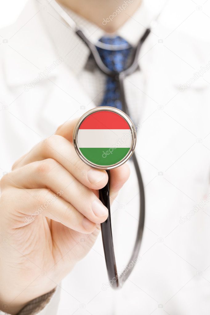 National flag on stethoscope conceptual series - Hungary