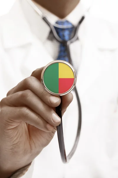 Stethoscope with national flag conceptual series - Benin — Stock Photo, Image