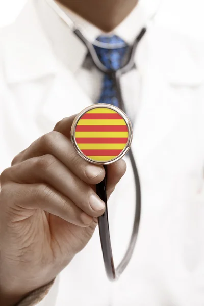 Stethoscope with national flag conceptual series - Catalonia - Spain — Stock Photo, Image