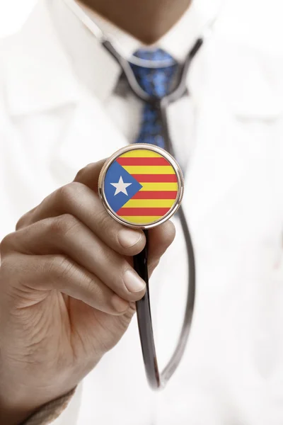 Stethoscope with national flag conceptual series - Estelada - Catalonia - Spain — Stock Photo, Image