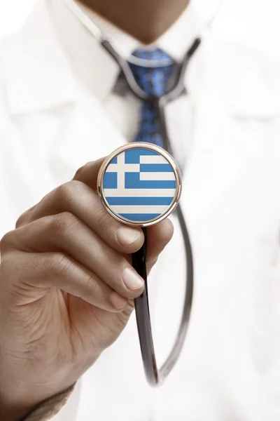 Stéthoscope avec drapeau national conceptuel série - République hellénique - Grèce — Photo