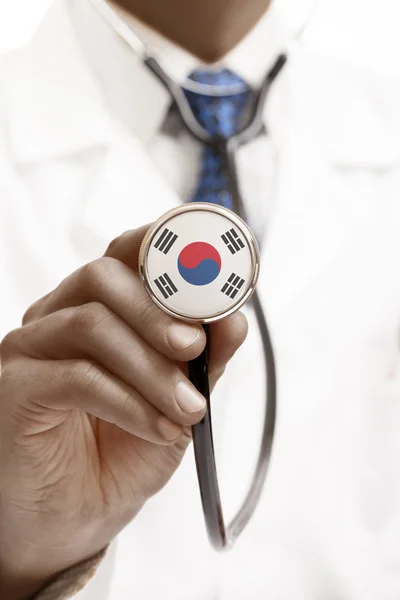 Estetoscópio com série conceitual de bandeira nacional - Coreia do Sul — Fotografia de Stock
