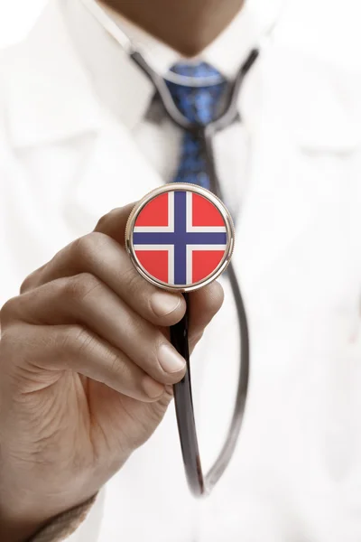 Stéthoscope avec série conceptuelle des drapeaux nationaux - Norvège — Photo